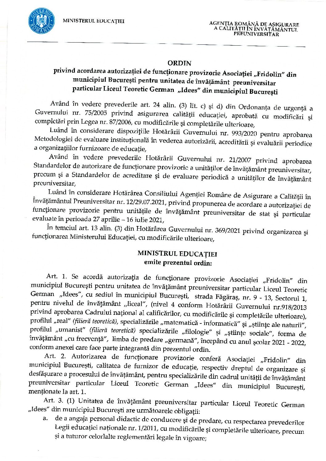 Acreditare liceu